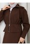 Sleeve and Waist Detailed Jacket & Skirt Hijab Set Rc9027 - 8