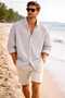 Iron-Free, Lightweight Do Textured Fine Stripe Dress Shirt for Men in Drapey Sizes, Summer Style