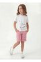 Round Neck Summer Print Detailed Capri Girls' Top and Bottom Set - 2