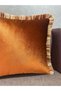 Exclusive Imported Atlas Orange/Brick Color Tasseled Cushion Cover 43X43 cm - 6