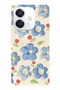 Oppo A3 Compatible Blue Oil Paint Floral Print Transparent Phone Case