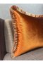 Exclusive Imported Atlas Orange/Brick Color Tasseled Cushion Cover 43X43 cm - 8