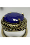 Bronze Jewelry Authentic Navy Blue Antique Round Cut Adjustable Vintage Women's Ring - 2