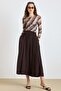 Elastic Waist Flared Modal Skirt Brown 7071 - 5
