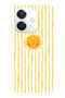 Oppo A3 Compatible Yellow Striped Güneş Patterned Transparent Phone Case