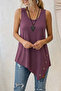 Women's Crew Neck Asymmetrical Cut Detailed Viscose Blouse - 2