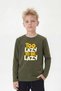 Round Neck Long Sleeve Boys' Sweatshirt with Print Detail
