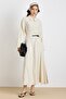 Premium Fabric Flared Dress with Belt Accessories Cream 9423-E - 5
