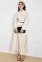 Premium Fabric Flared Dress with Belt Accessories Cream 9423-E - 3