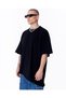 Asymmetric Cut Oversized Black T-Shirt - 8