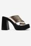 Essenza Gold Genuine Leather Cross-Strapped Women's Platform Block Heels Slipper - 4