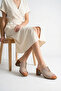 Lola Women's Genuine Leather Accessory Heels Slipper - Beige Suede - 7