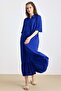 Ruched Detail Half Sleeve Soft Dress Cobalt 9418-E - 5