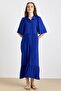 Ruched Detail Half Sleeve Soft Dress Cobalt 9418-E - 4