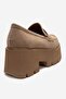 SANTIA Brown Suede Women's Thick Sole Loafers - 5