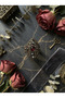 Bronze Jewelry Authentic Marcasite Inlaid Cat's Eye Model Adjustable Vintage Women's Ring - 4