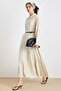 Premium Fabric Flared Dress with Belt Accessories Cream 9423-E - 2