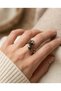 Bronze Jewelry Authentic Tiny Pearl Tulip Model Front Adjustable Vintage Women's Ring