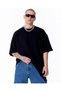 Asymmetric Cut Oversized Black T-Shirt - 4