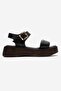 Lone Black Genuine Leather Buckled Women's Thick Soled Sandals - 4