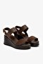 Telma Kahverengi Suede - Volume Leather Women Sandals - 4
