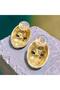 Mineli Gold Color Zircon Stone Theater Mask Earrings - 4