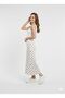 Women's Brown Polka Dot in Midi Length High Waist Daily Stylish Skirt - 6