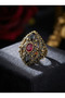 Bronze Jewelry Authentic Marcasite Inlaid Cat's Eye Model Adjustable Vintage Women's Ring - 5