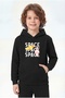 Kangaroo Pocket Hooded Printed Detailed Boys' Sweatshirt - 4