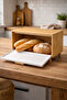 Bamboo Bread Cabinet White Metal Bread Box with Lid 36X24X23 cm Countertop Bread Storage Box - 6