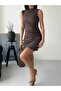 Women's Brown Bodycon Sleeveless Mini Dress - 5