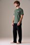 Men's Short Sleeve 100% Cotton Pajama Set Green - 4