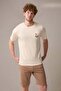Men's Short Sleeve 100% Cotton Shorts Pajama Set Beige