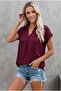 Women's Short Sleeve Collared Woven Viscose Blouse - 2