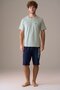 Men's Short Sleeve 100% Cotton Shorts Pajama Set Mint - 4