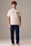 Men's Short Sleeve 100% Cotton Pajama Set Beige - 2