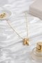 Gold Color Bubble Necklace with Letter K and Steel Chain