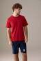 Men's Short Sleeve 100% Cotton Shorts Pajama Set Red - 4