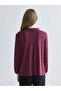 Burgundy Ruffled Crew Neck Blouse - 4