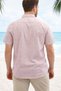 Men's Salmon Color Shirt Short Sleeve Pocketed Wide Cut Summer Style Cotton Pcs - 3