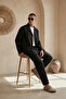 Men's Linen Jacket Boyfriend Pants Black Bottom Top Set Elastic Lace-Up Relaxed Cut Ls-5524 - 2