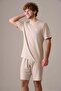 Men's Short Sleeve 100% Cotton Shorts Pajama Set Sand Beige