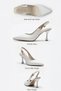 Women's White Leather Gold Buckled Goblet Heeled Open Back Evening Dress Shoes (Size 41-42) - 2
