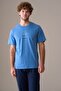 Men's Short Sleeve 100% Cotton Pajama Set Blue - 3