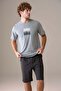 Men's Short Sleeve 100% Cotton Shorts Pajama Set Gray - 4