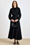 Skirt Flared Self-Adjusting Patterned Dress Black 9443-E - 5