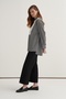 Women's Hakim Collar Paneled Shirt Black Striped - 2
