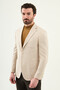بنقش مربعات قصة ضيقة سترة رجالية بجيب على شكل حرف Y Mono Collar Jacket بيج - 41485.26Y - 5
