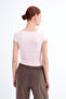Kayık Yaka Yanı Ruched T-Shirt P0653 - 7