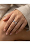 Brass Anti-Tarnish Jewelry Women's Ring Teardrop Model Silver Color Adjustable with Zircon Stone